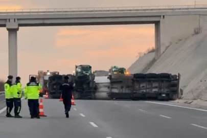 Tanker devrildi, Bursa-İzmir otobanı trafiğe kapandı